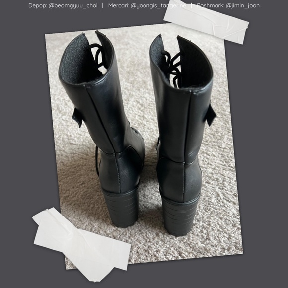 Black platform heeled boots - Picture 3 of 3